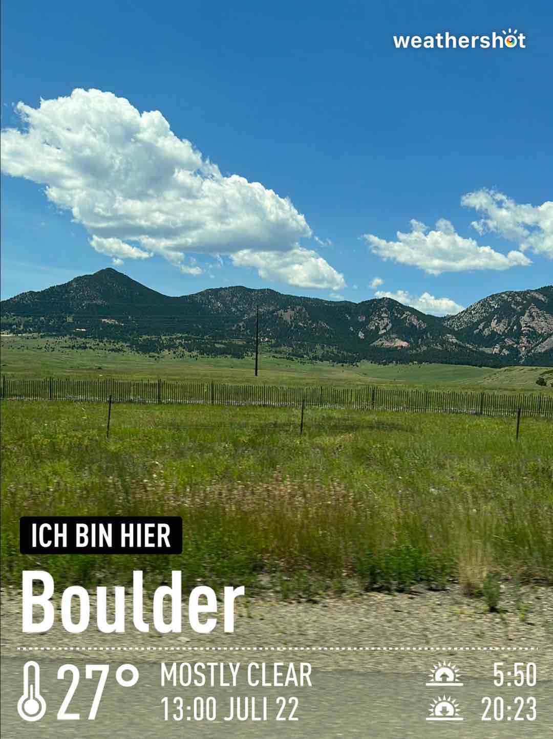 Weather in Golden, 81°F — July 22, 2023 (community photo)