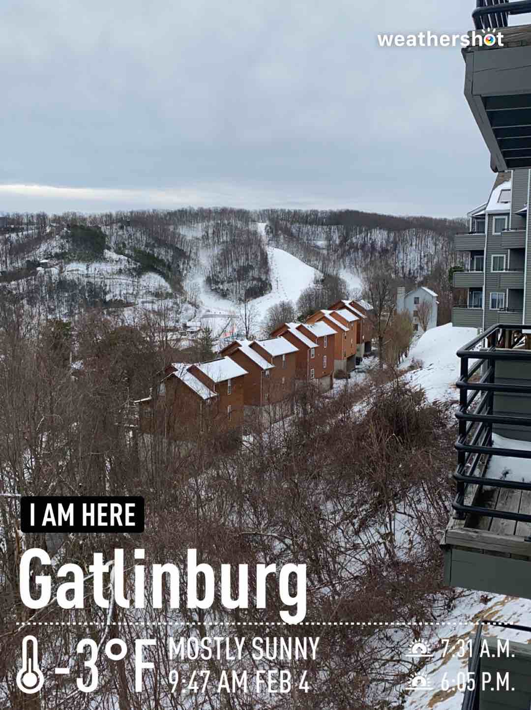 Weather in Gatlinburg, 21°F — February 4, 2021 (community photo)