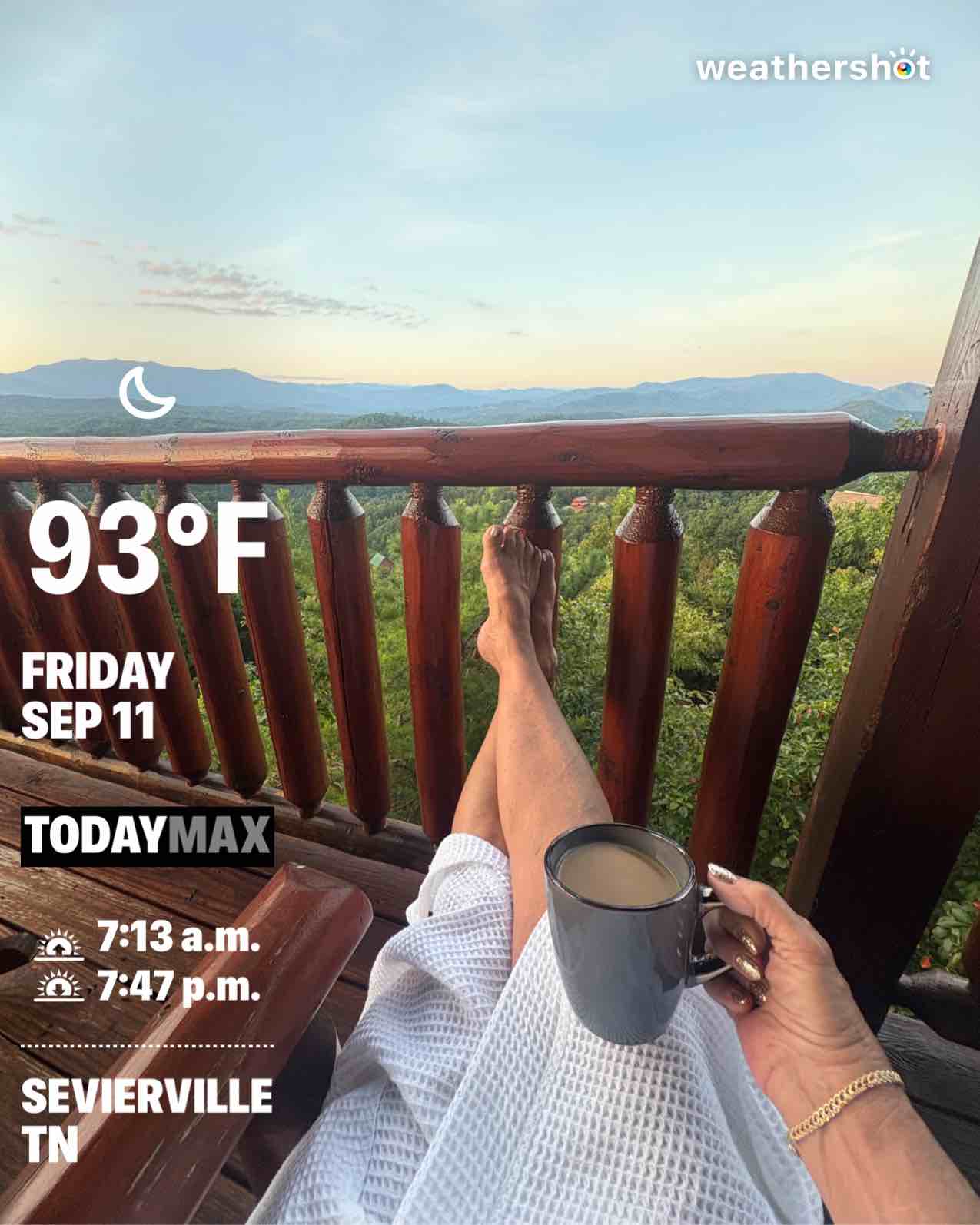 Clear night weather in Sevierville, 66°F — September 11, 2026 (community photo)