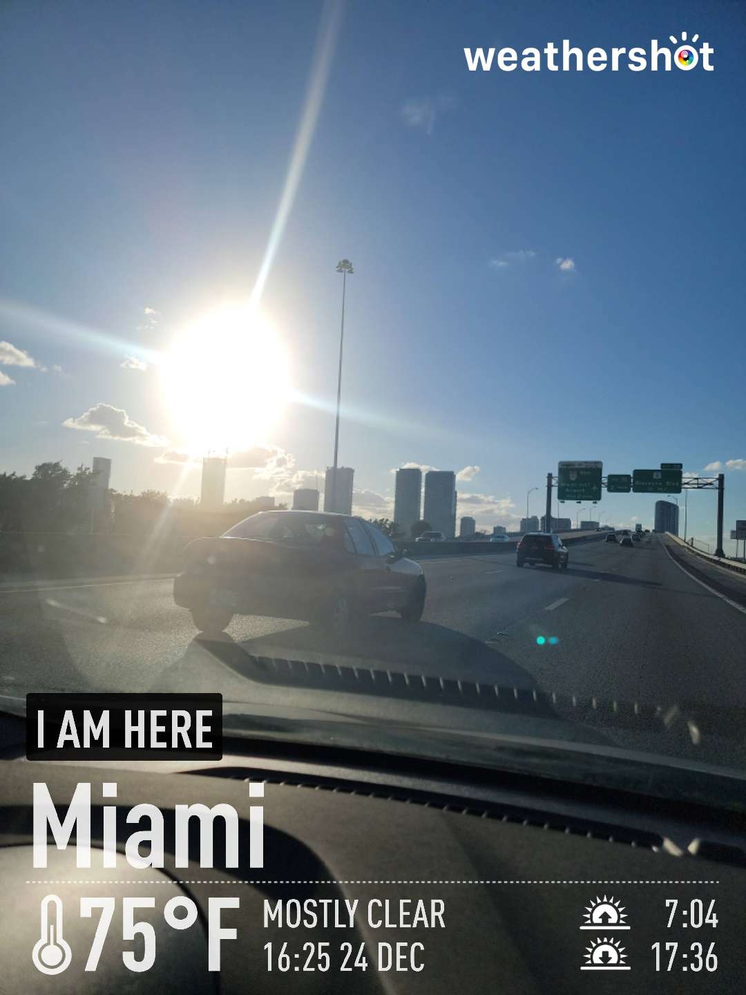 Clear weather in Miami, 75°F — December 24, 2021 (community photo)