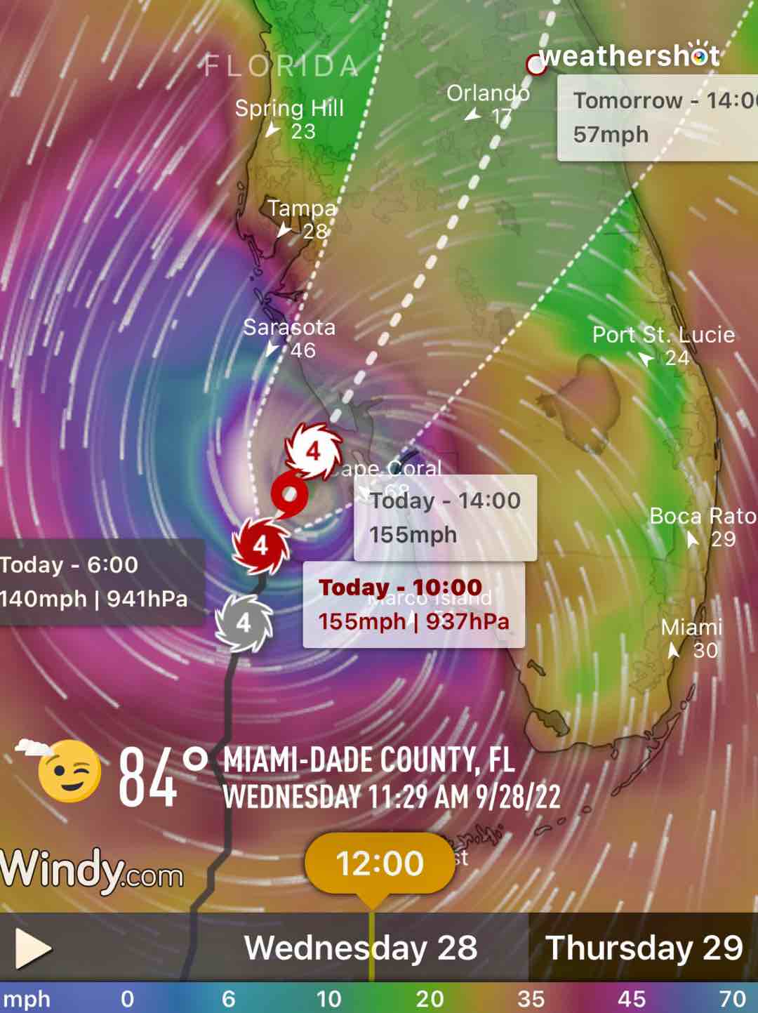 Cloudy weather in Miami, 84°F — September 28, 2022 (community photo)