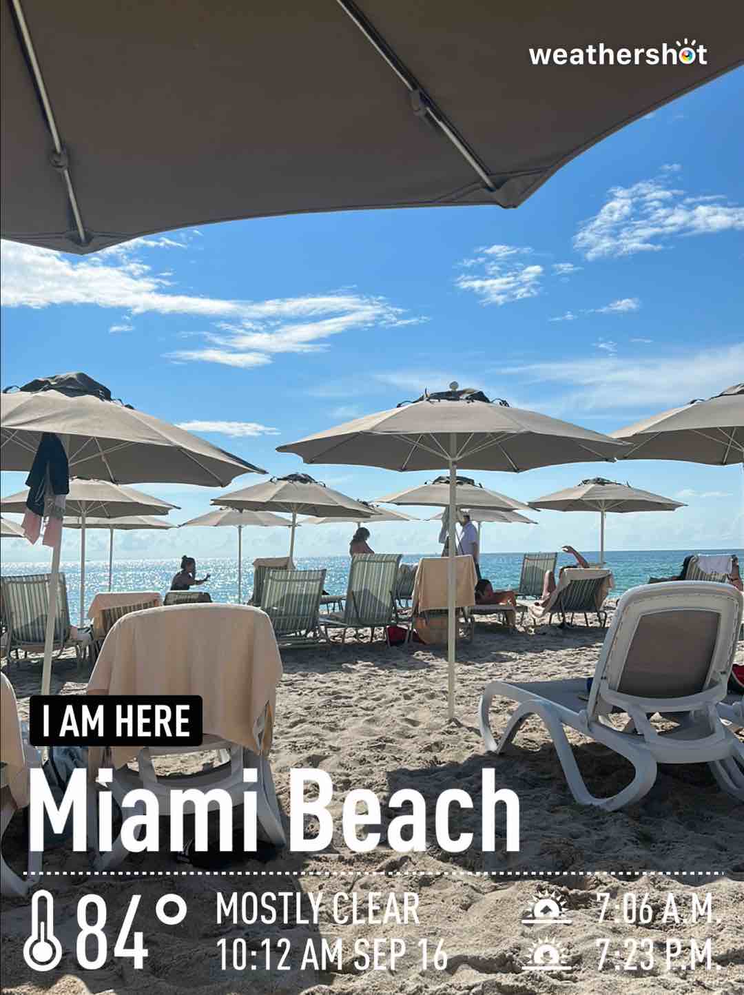 Weather in Miami Beach, 84°F — September 16, 2023 (community photo)