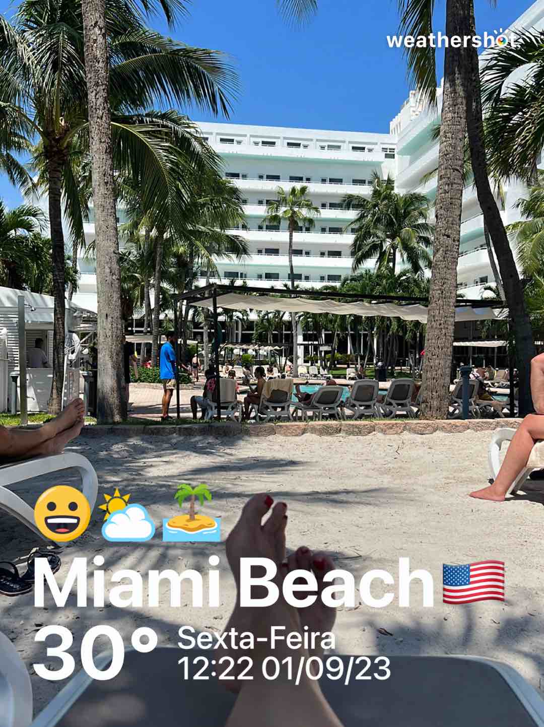 Partly cloudy weather in Miami Beach, 86°F — September 1, 2023 (community photo)