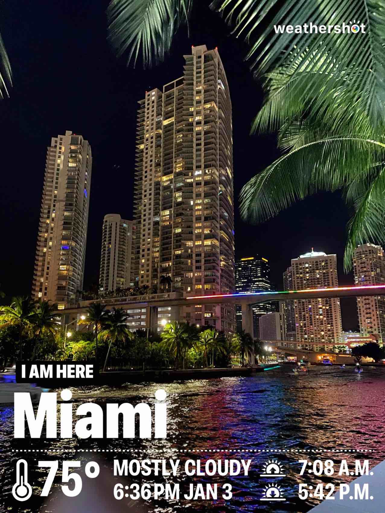 Weather in Miami, 75°F — December 12, 2024 (community photo)