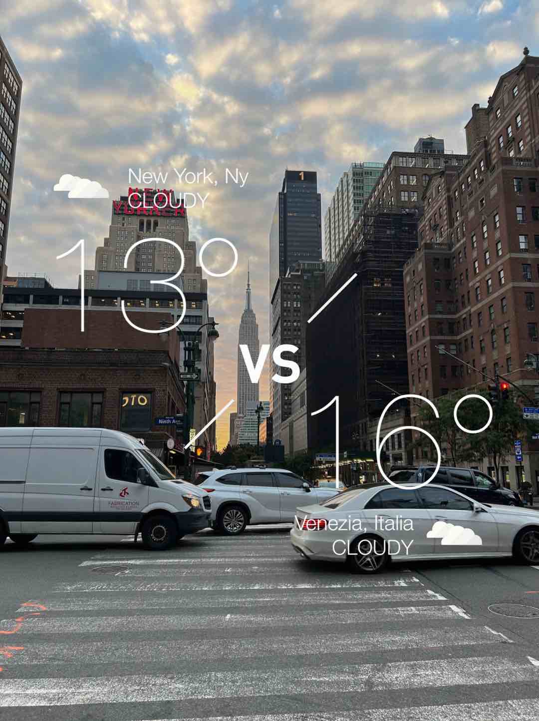 Cloudy weather near New York, 55°F — October 19, 2023 (community photo)