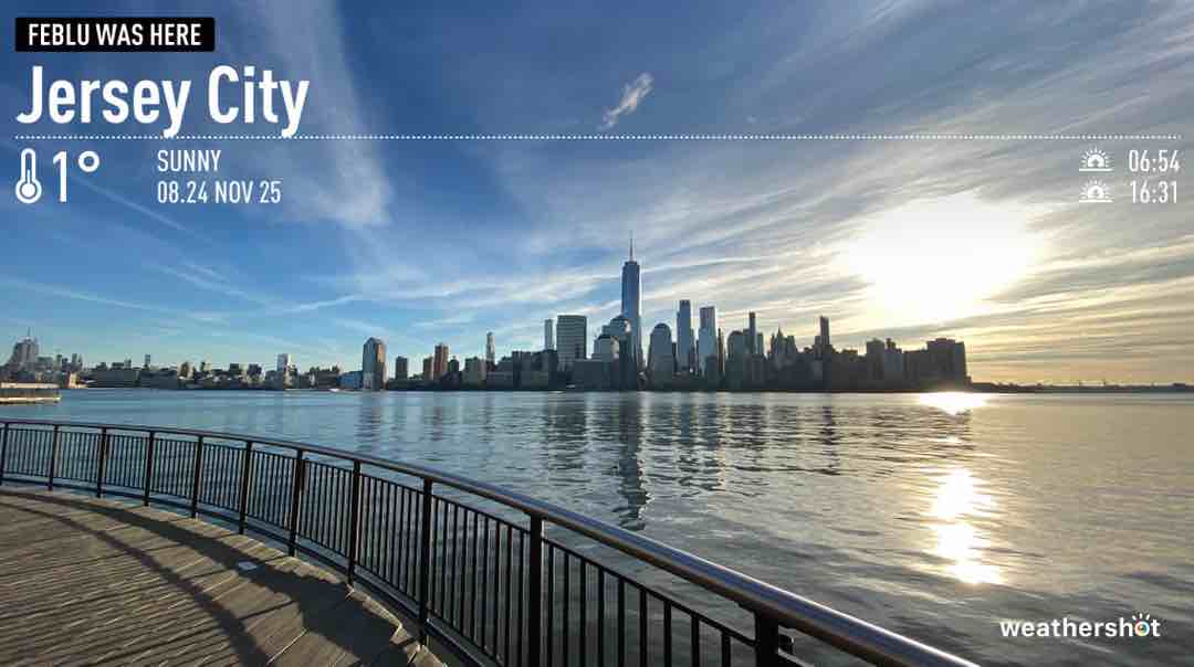 Weather in Jersey City, 34°F — November 26, 2023 (community photo)