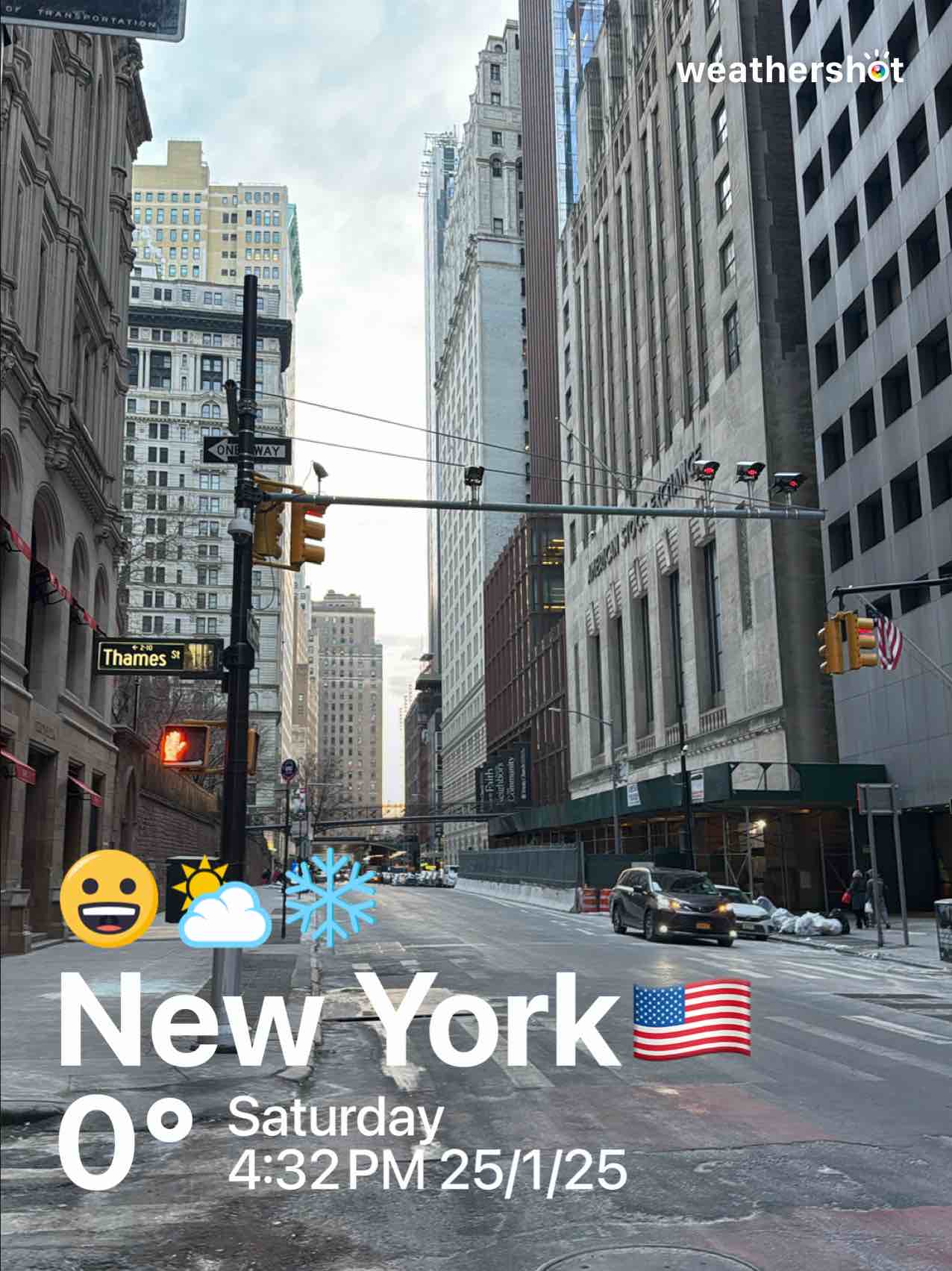 Partly cloudy weather near New York, 32°F — January 25, 2025 (community photo)