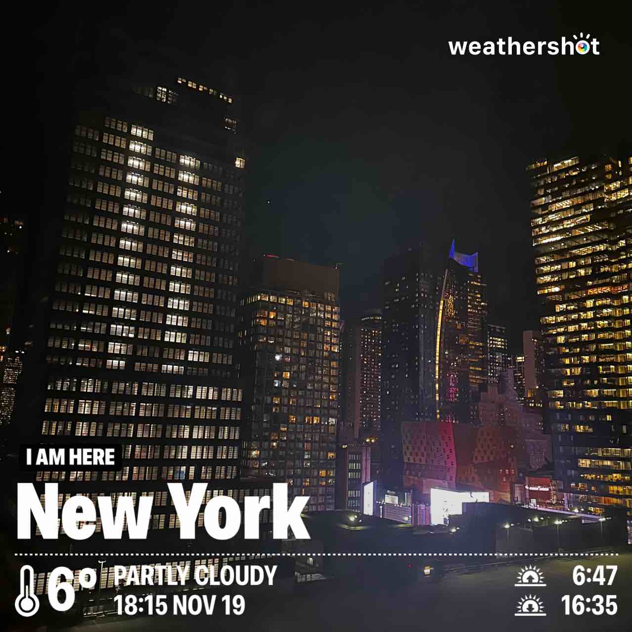 Weather near New York, 43°F — November 19, 2025 (community photo)
