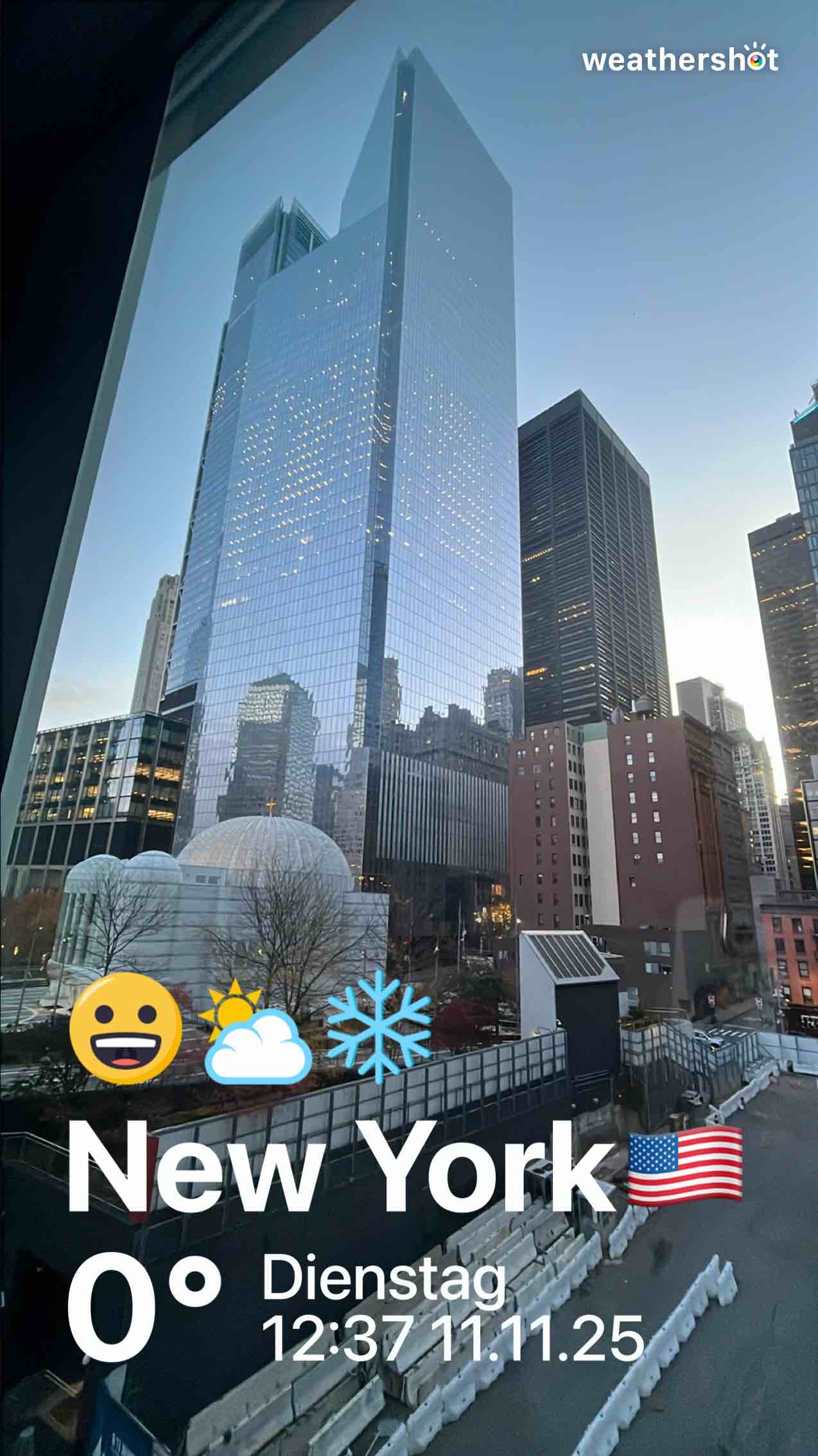 Partly cloudy weather near New York, 32°F — November 11, 2025 (community photo)