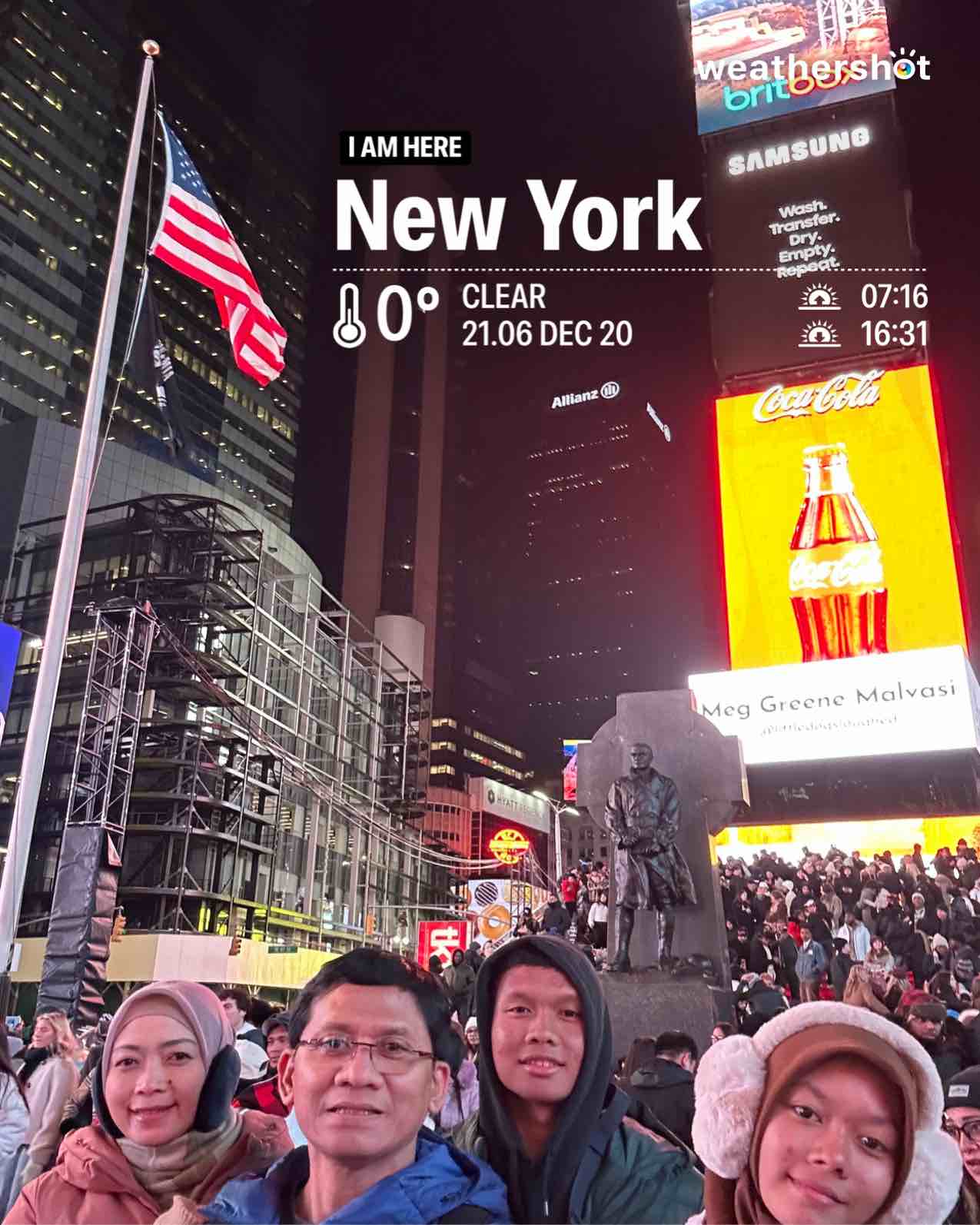 Clear night weather near New York, 37°F — December 21, 2025 (community photo)