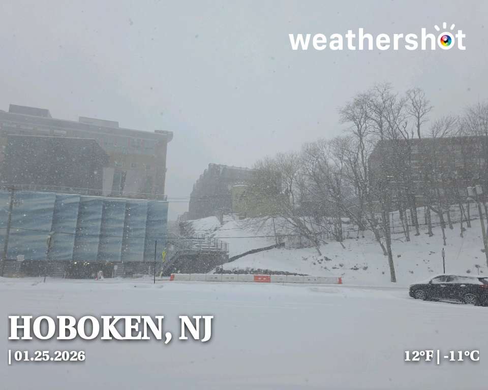 Weather in Hoboken, 12°F — January 25, 2026 (community photo)