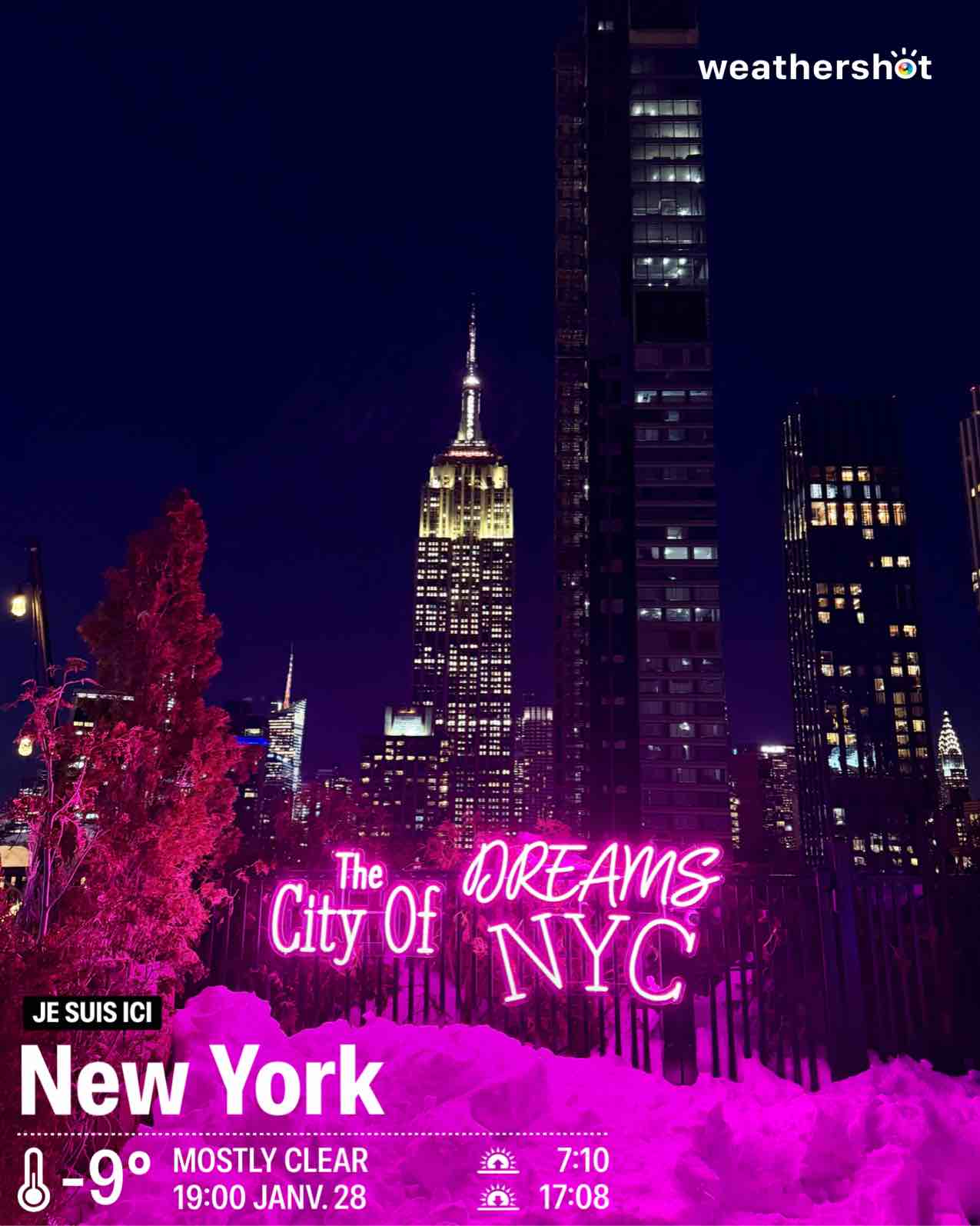 Partly cloudy weather near New York, 16°F — January 28, 2026 (community photo)