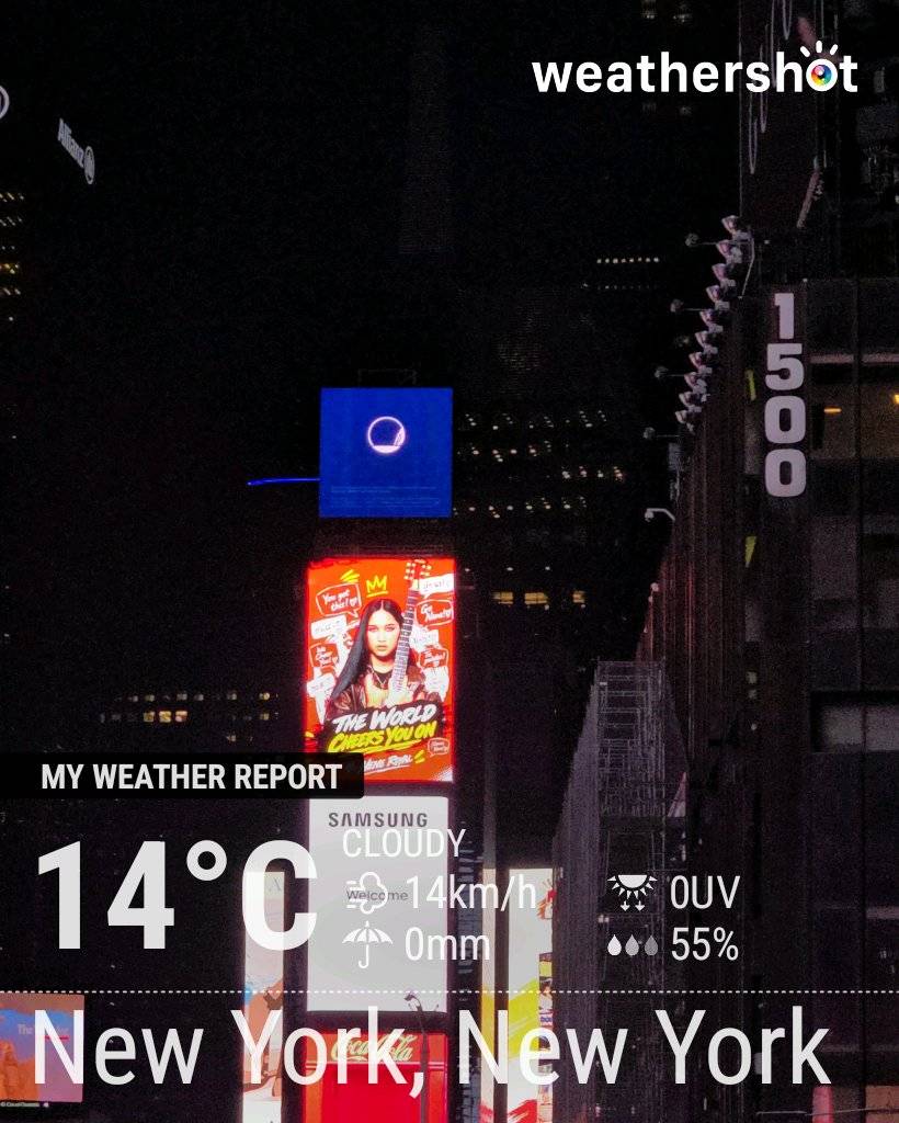 Cloudy night weather near New York, 57°F — September 25, 2026 (community photo)