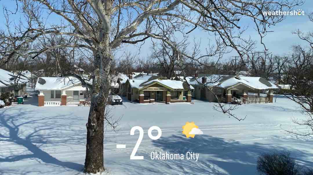 Partly cloudy weather in Oklahoma City, 0°F — February 15, 2021 (community photo)