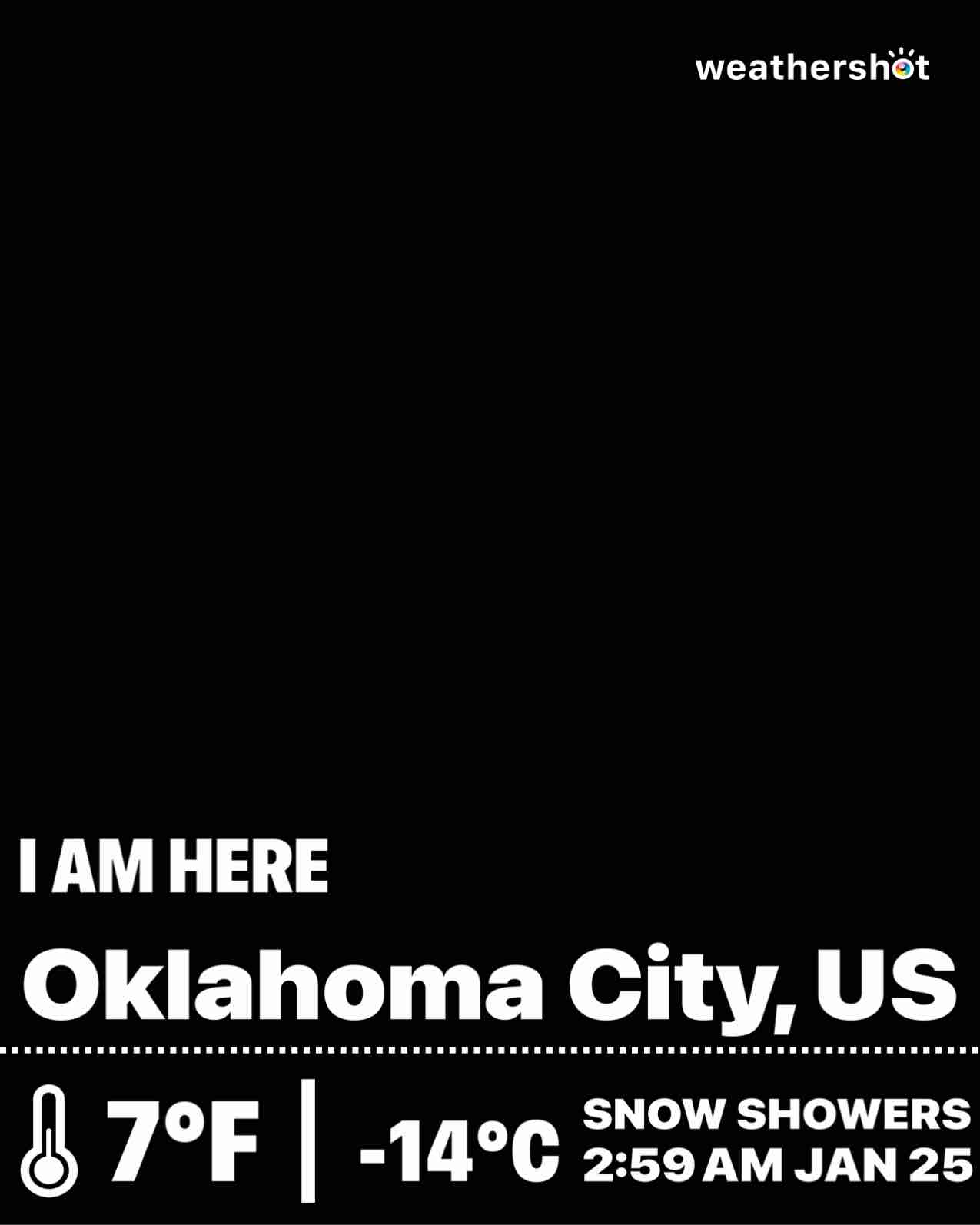 Snowy weather in Oklahoma City, 7°F — January 25, 2026 (community photo)
