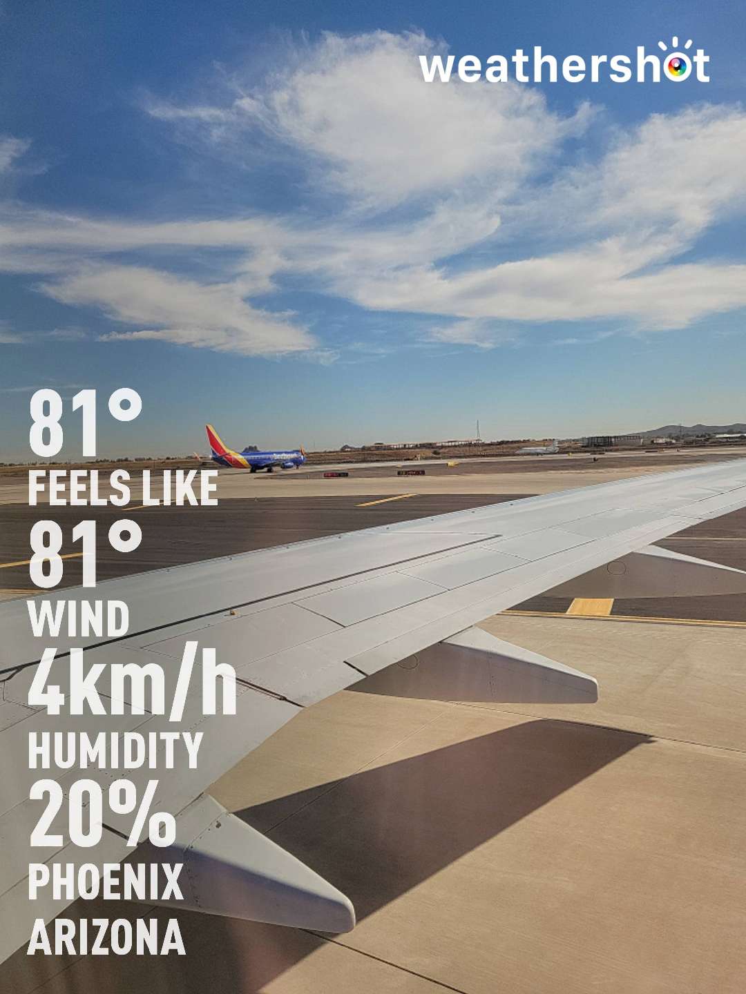 Sunny weather in Phoenix, 81°F — November 9, 2021 (community photo)