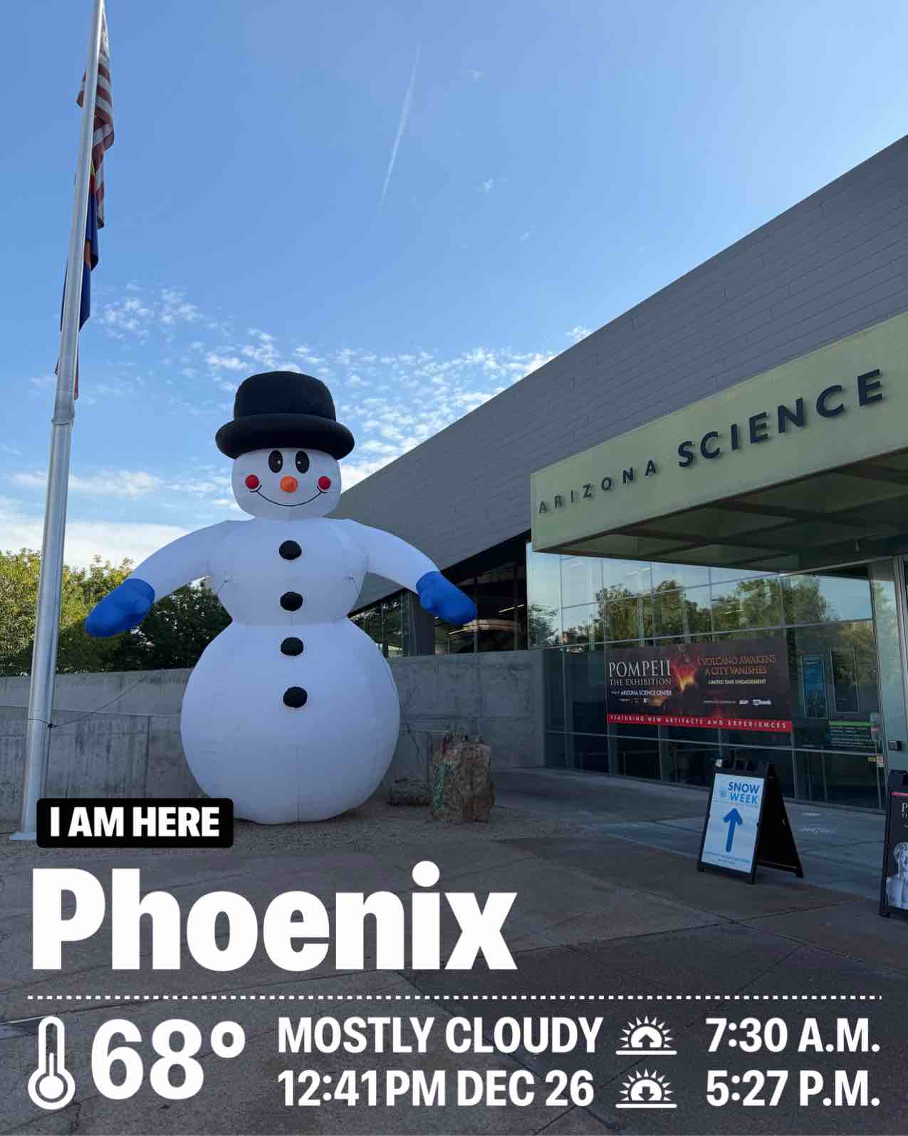 Weather in Phoenix, 68°F — December 26, 2025 (community photo)