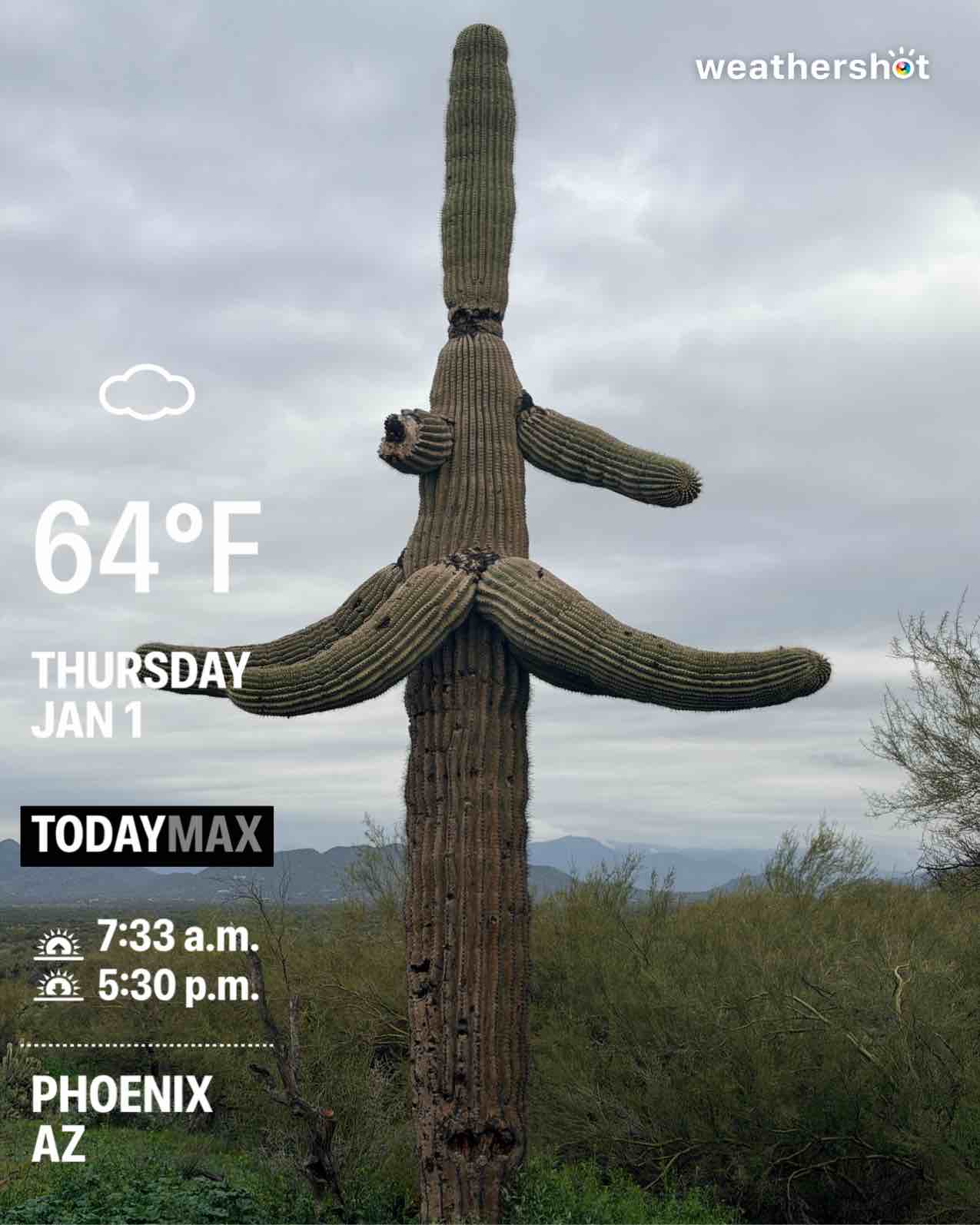 Cloudy weather in Phoenix, 61°F — January 1, 2026 (community photo)