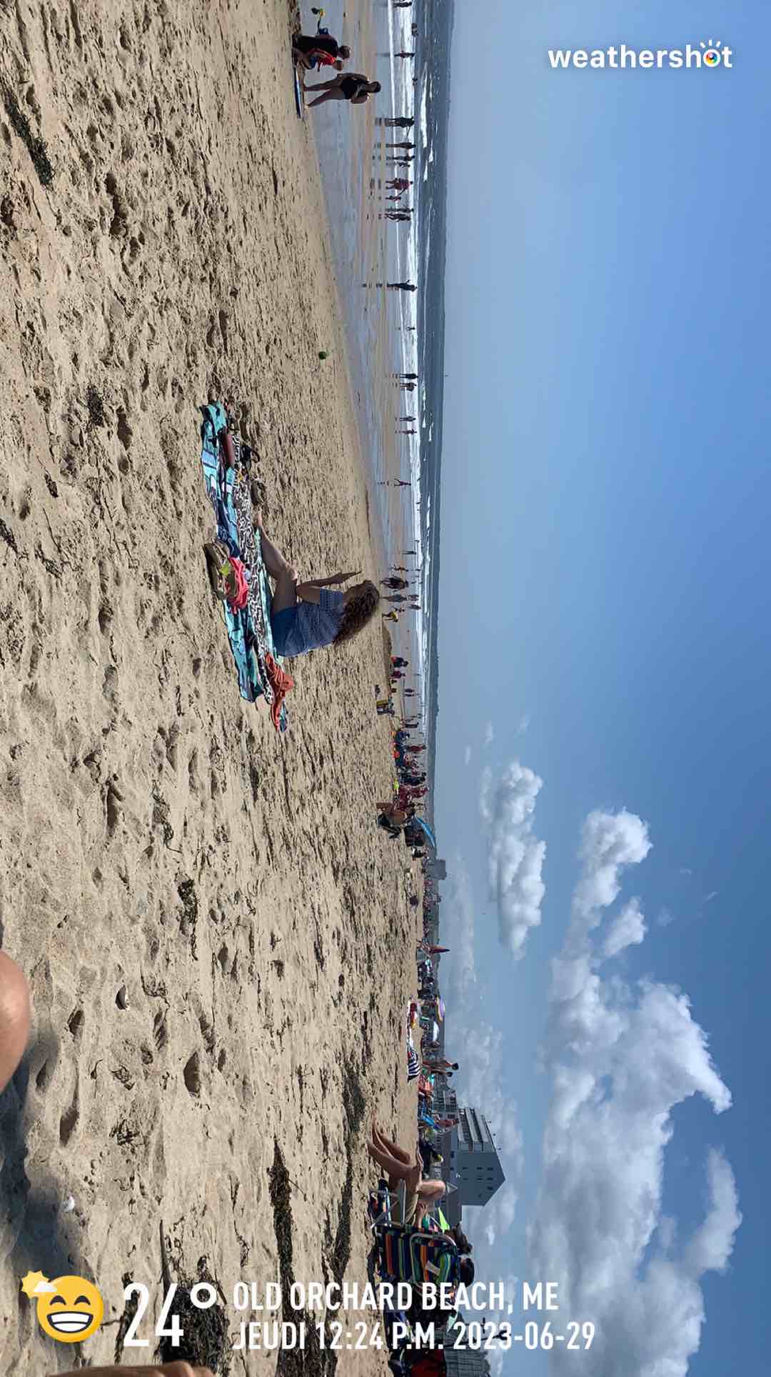 Partly cloudy weather in Old Orchard Beach, 32°F — June 29, 2023 (community photo)