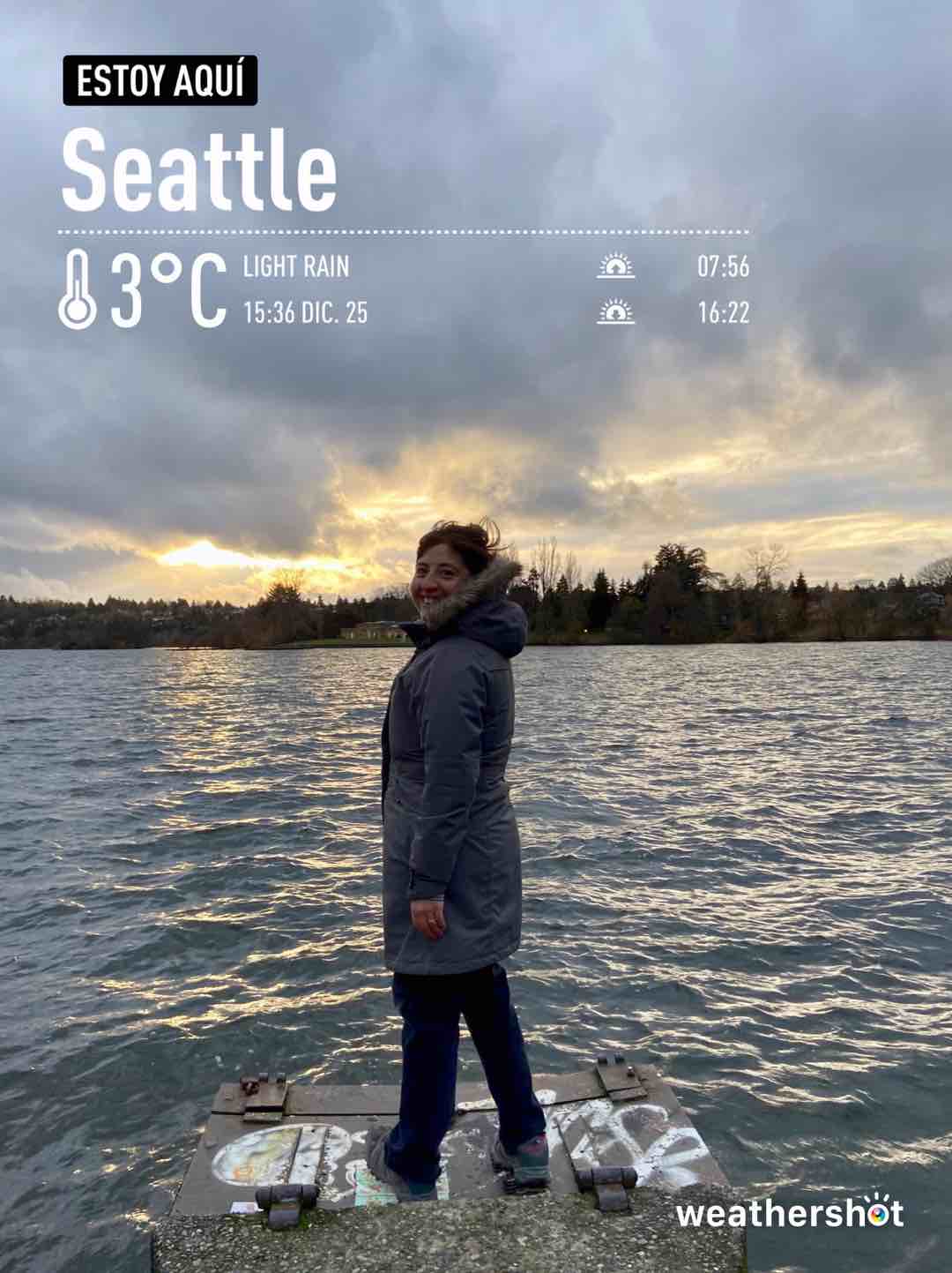 Partly cloudy weather in Seattle, 37°F — December 25, 2021 (community photo)