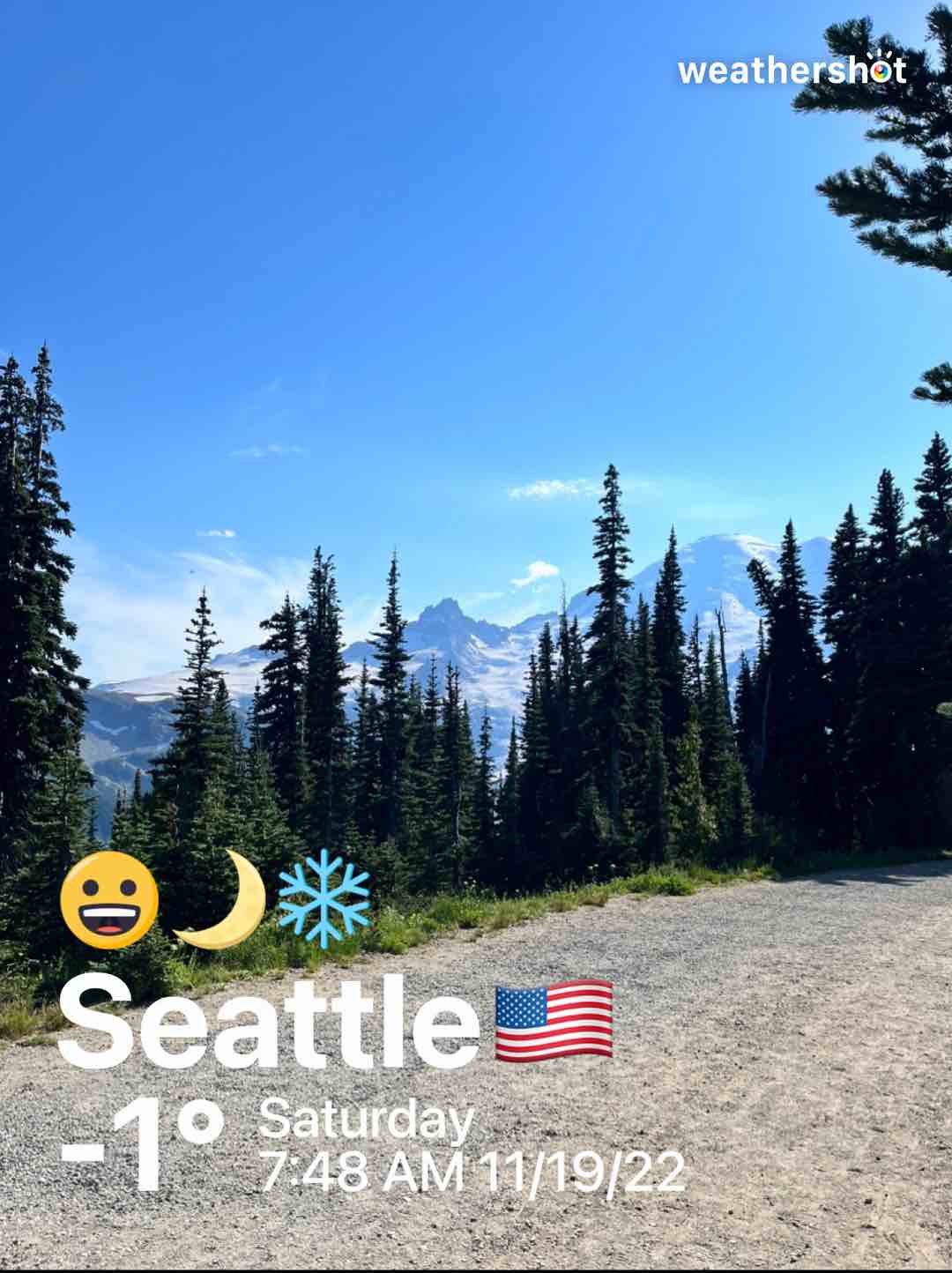 Clear night weather in Seattle, 30°F — November 19, 2022 (community photo)