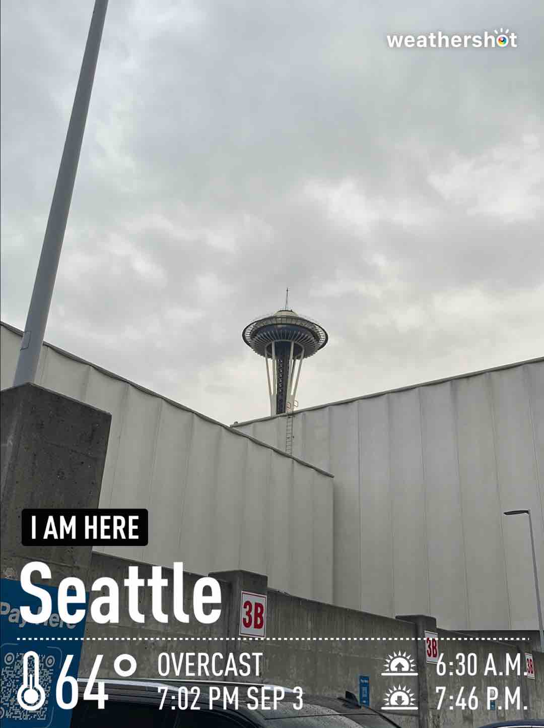 Cloudy weather in Seattle, 64°F — September 3, 2023 (community photo)