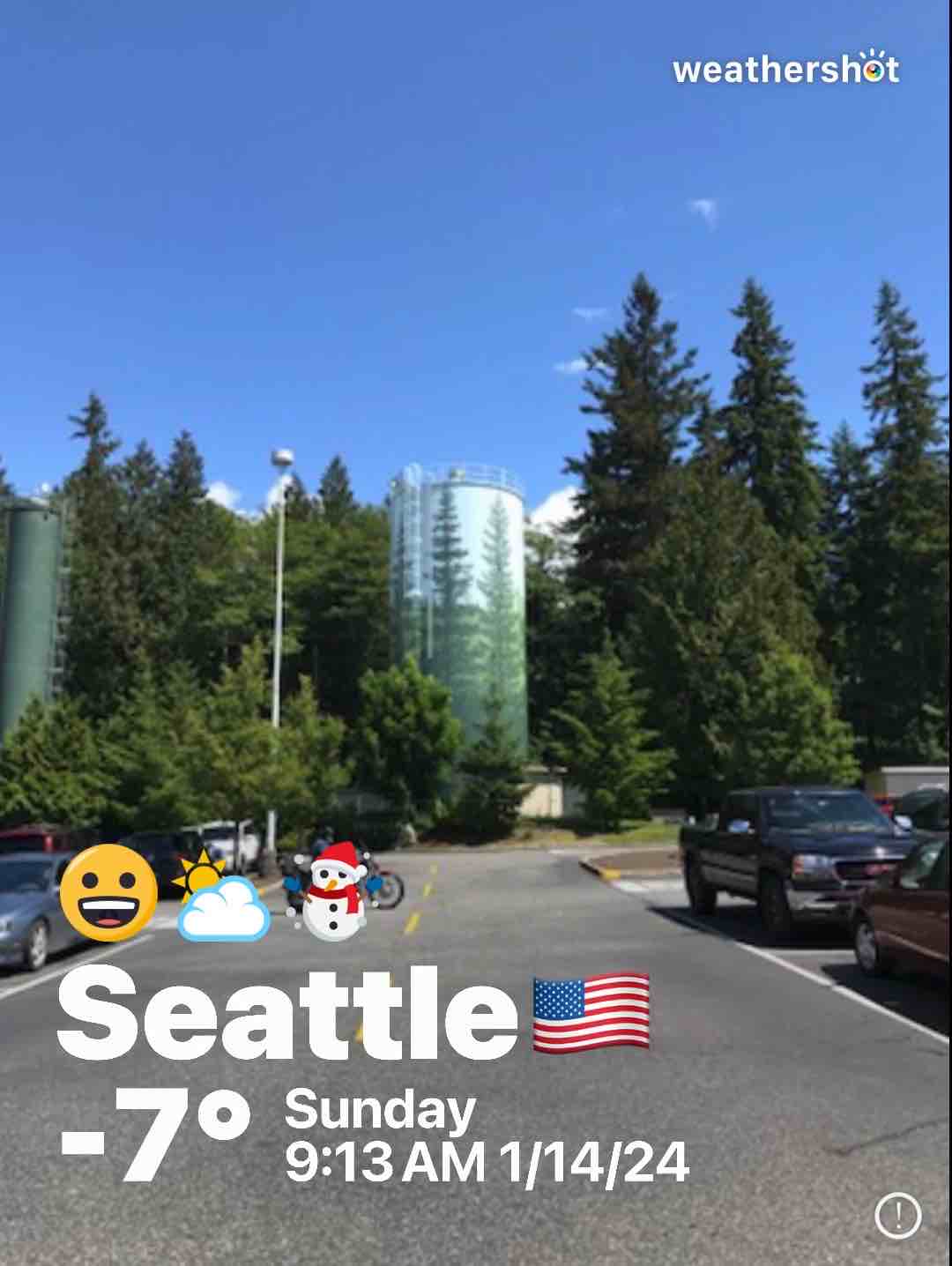 Partly cloudy weather in Seattle, 19°F — January 14, 2024 (community photo)