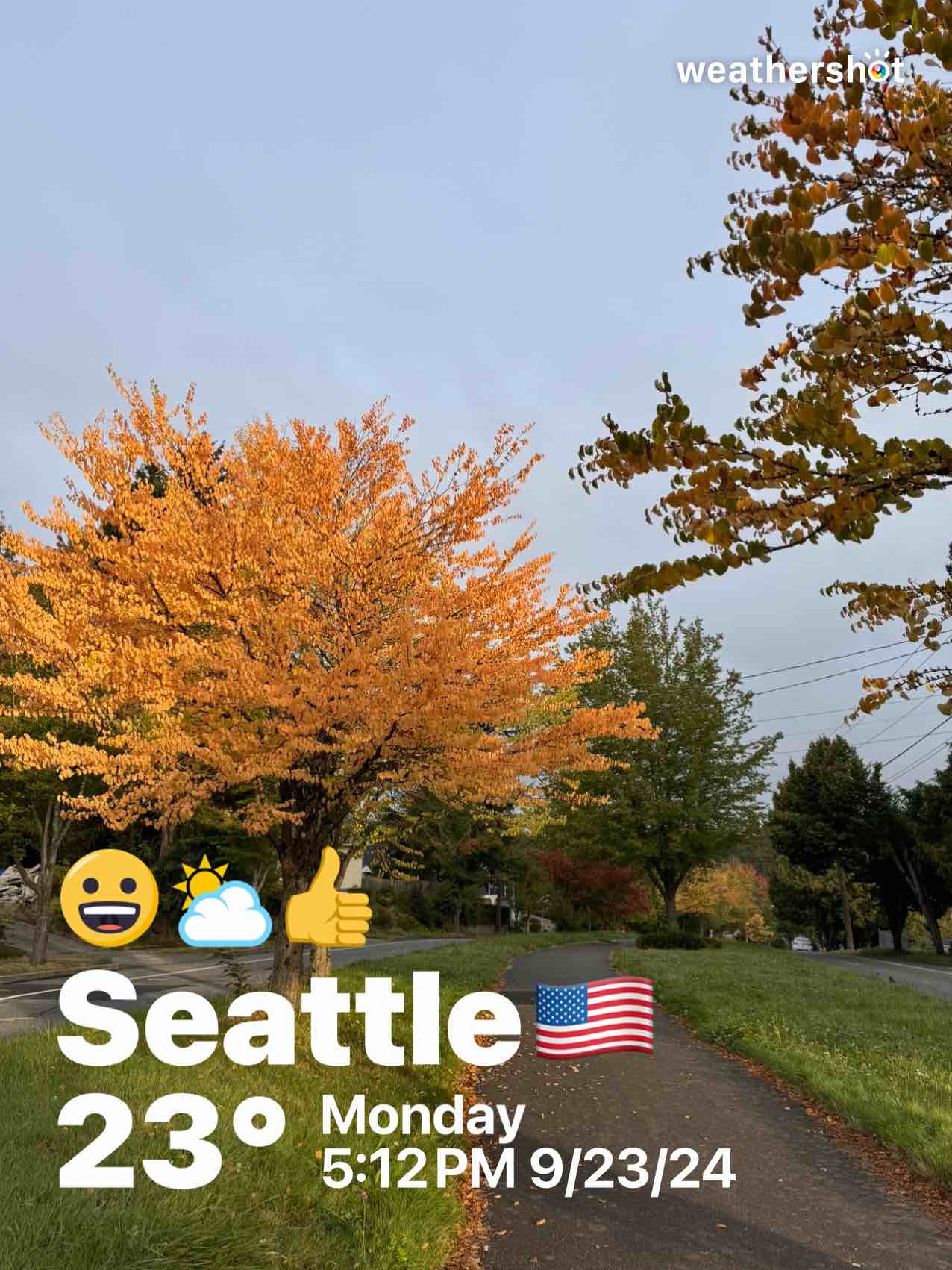 Partly cloudy weather in Seattle, 73°F — September 23, 2024 (community photo)