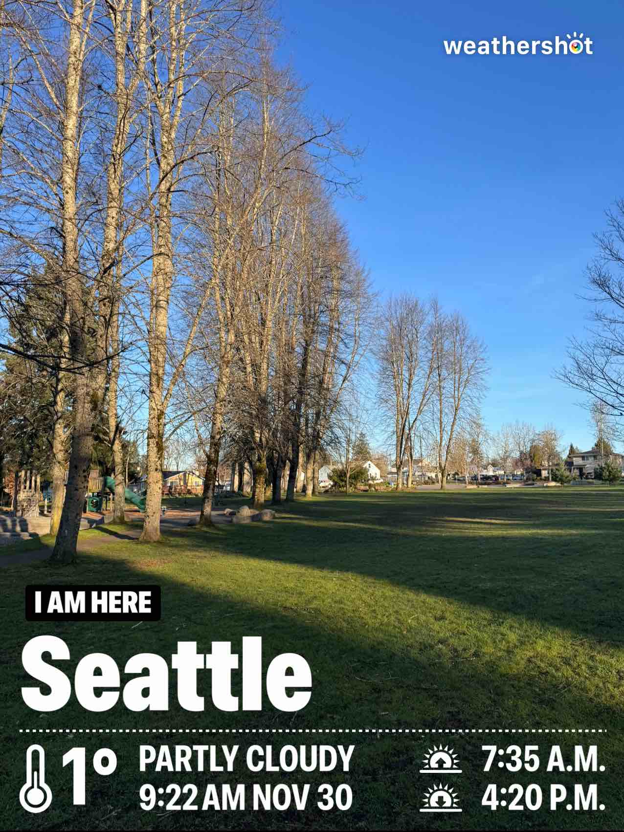 Weather in Seattle, 34°F — November 30, 2024 (community photo)