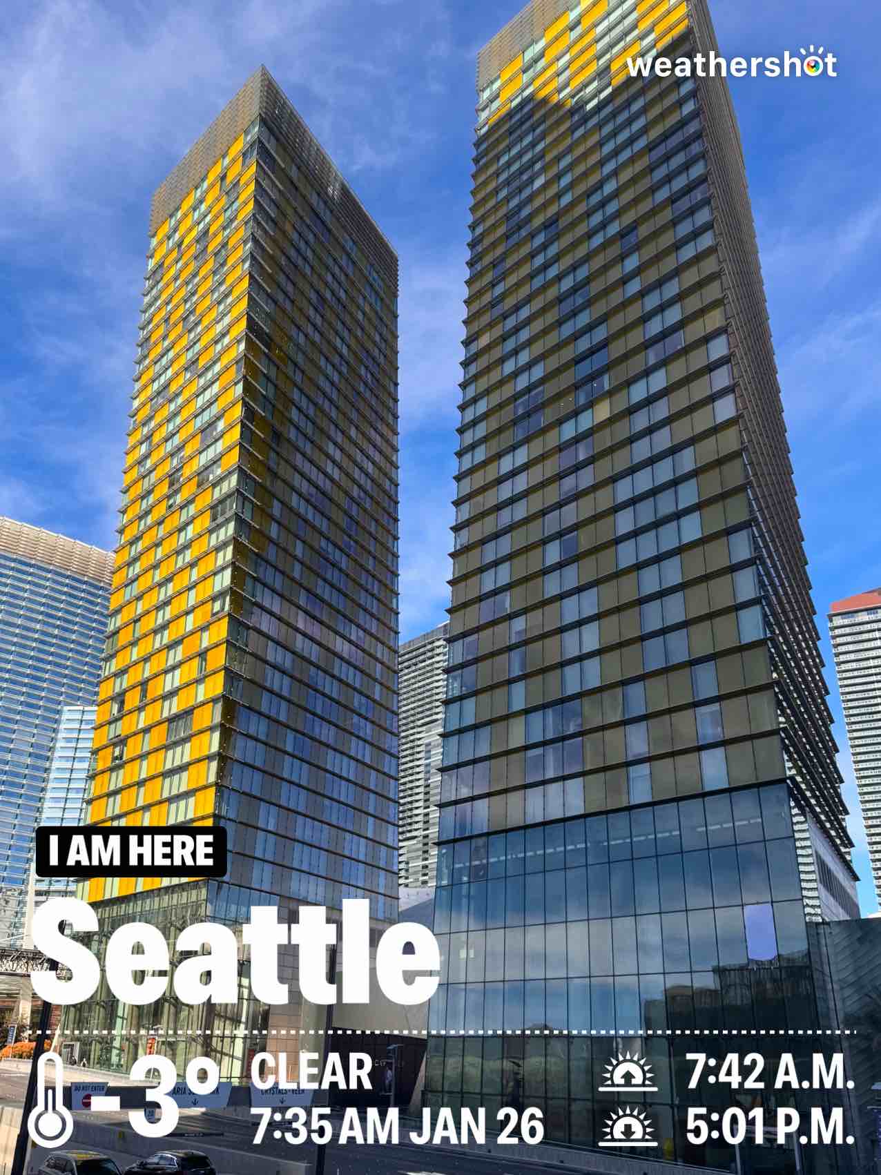 Weather in Seattle, 27°F — January 26, 2025 (community photo)