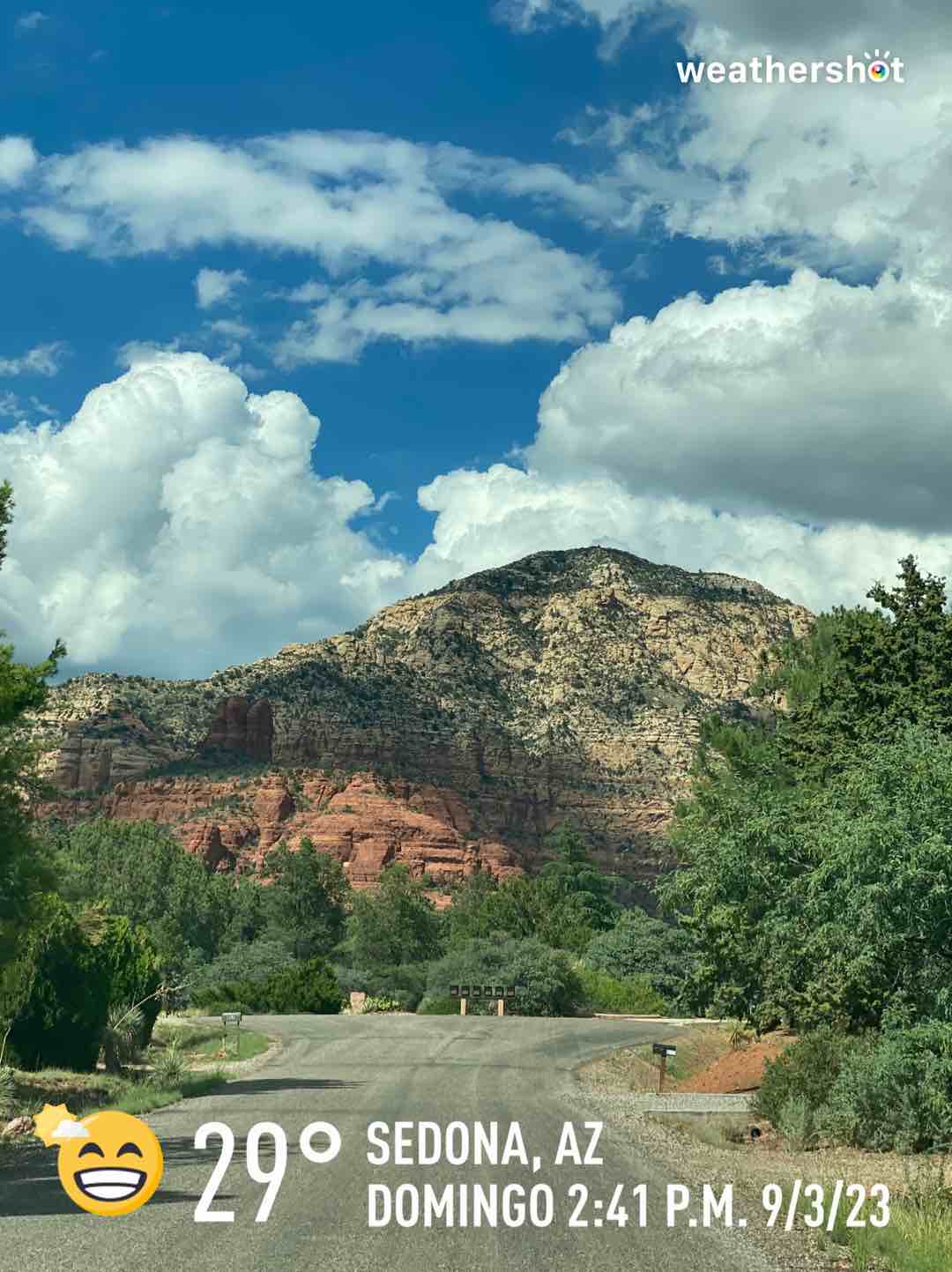 Partly cloudy weather in Sedona, 84°F — September 3, 2023 (community photo)
