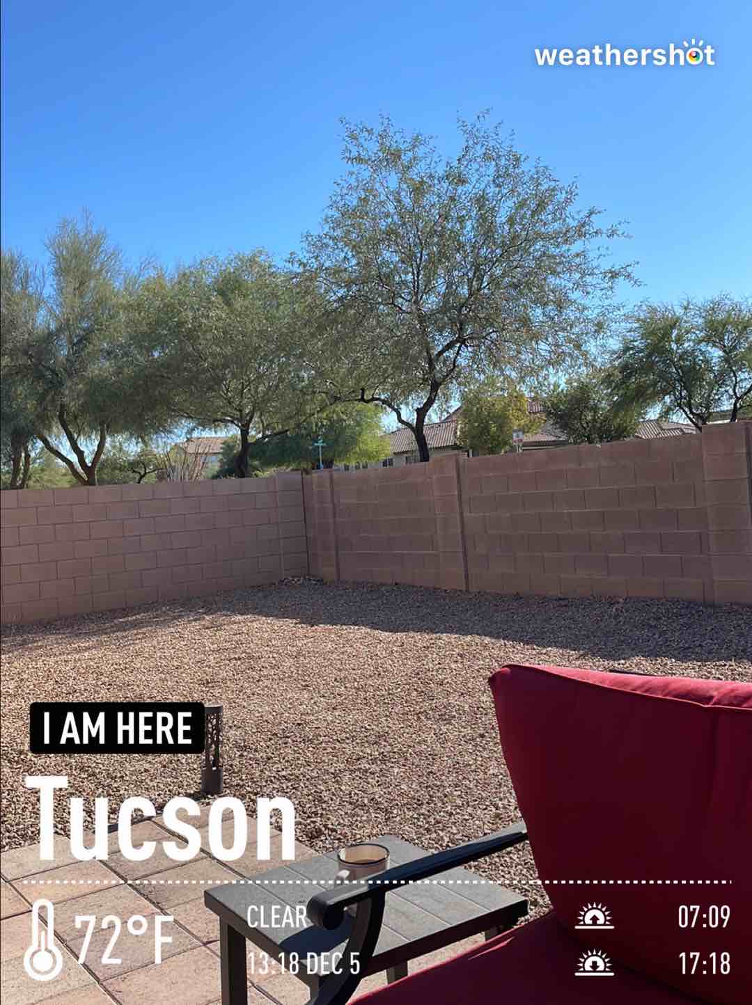 Weather in Tucson, 72°F — December 5, 2021 (community photo)