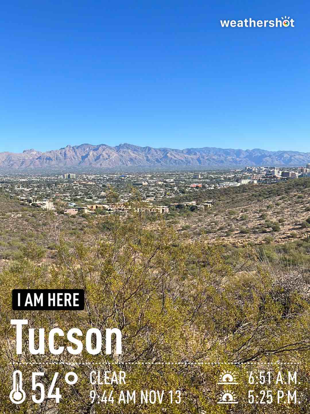 Weather in Tucson, 54°F — November 13, 2022 (community photo)