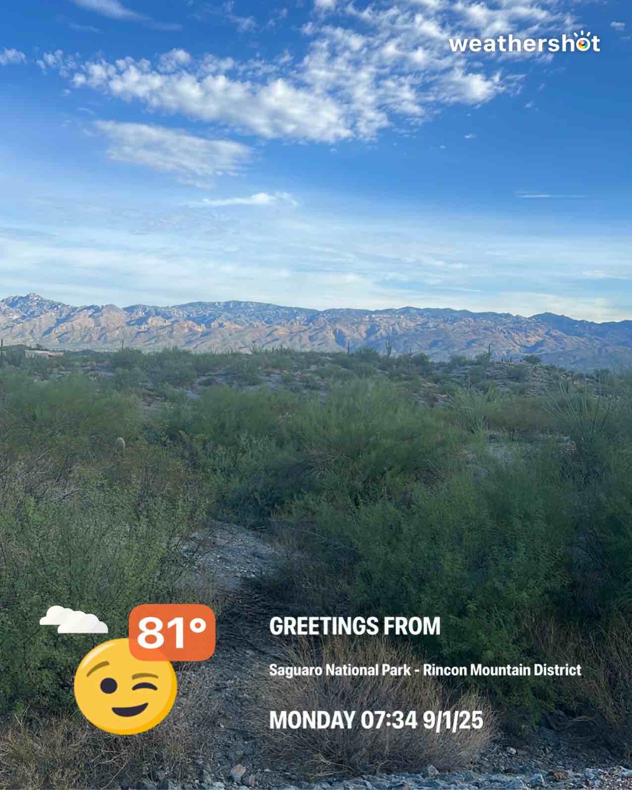 Cloudy weather in Tucson, 81°F — September 1, 2025 (community photo)
