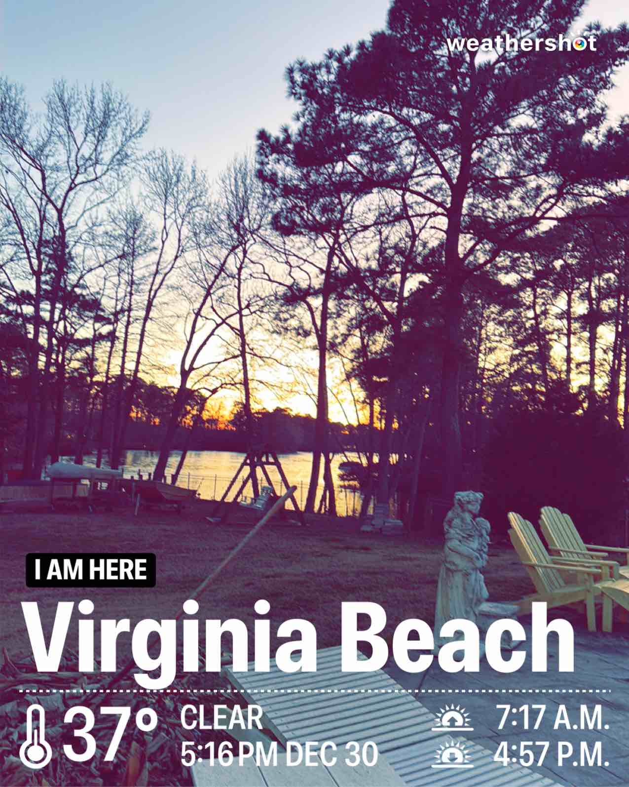 Clear weather in Virginia Beach, 37°F — December 30, 2025 (community photo)